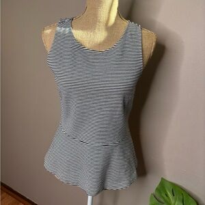 J. Crew Factory Black & White Striped Peplum Tank